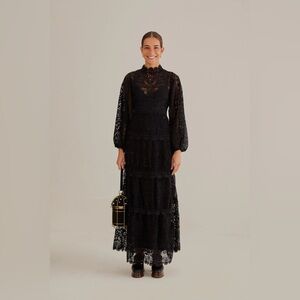 🥭FARM RIO Long Sleeve Guipure Lace Maxi Dress